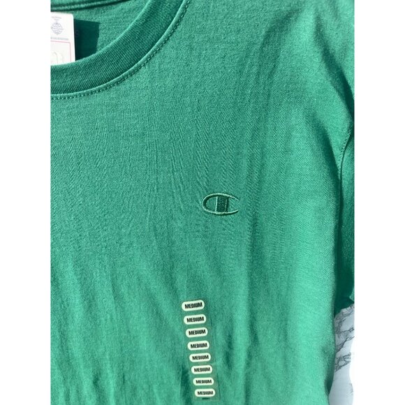 Champion Mens Green Crewneck T-Shirt Medium Cotton Short Sleeve Casual Wear - Picture 7 of 12